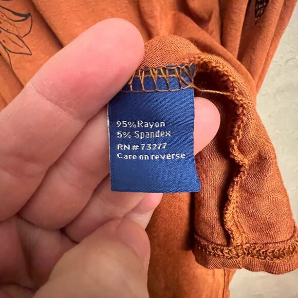 Apt 9. Orange Brown Floral Detail Sleeveless Shirt Size Large - Picture 6 of 10